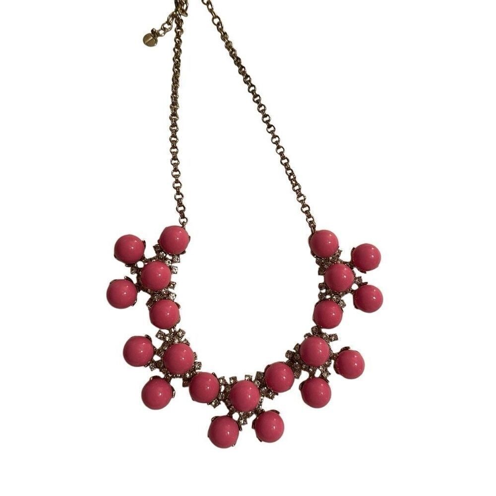Talbots Pink With Crystal Statement Necklace - image 3